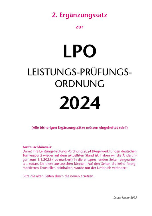2. Ergänzungssatz zur Leistungs-Prüfungs-Ordnung 2024 (LPO)