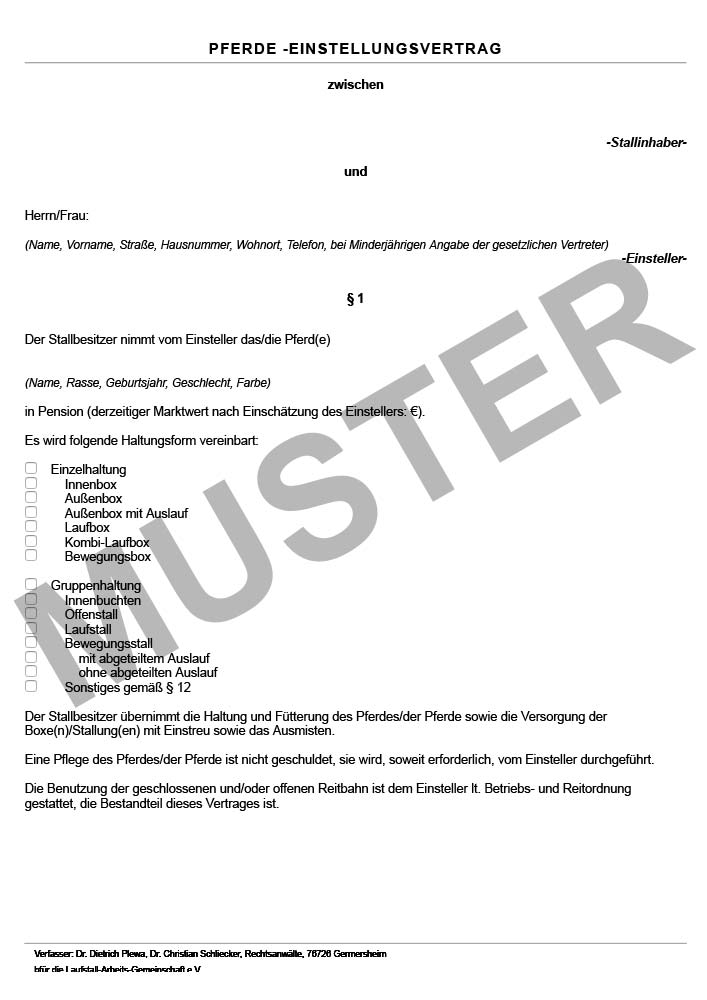 Pferdeeinstellungsvertrag
