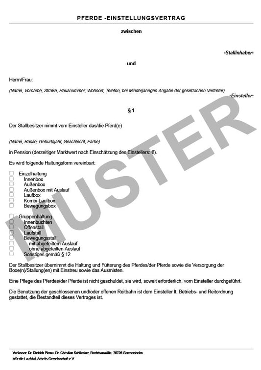 Pferdeeinstellungsvertrag