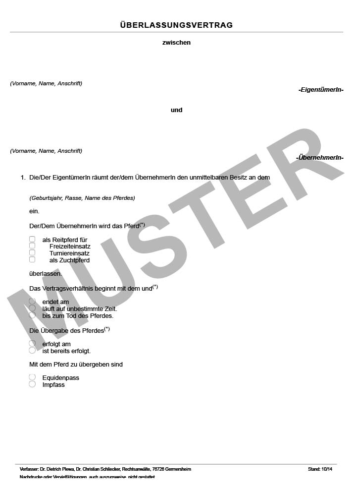 Überlassungsvertrag